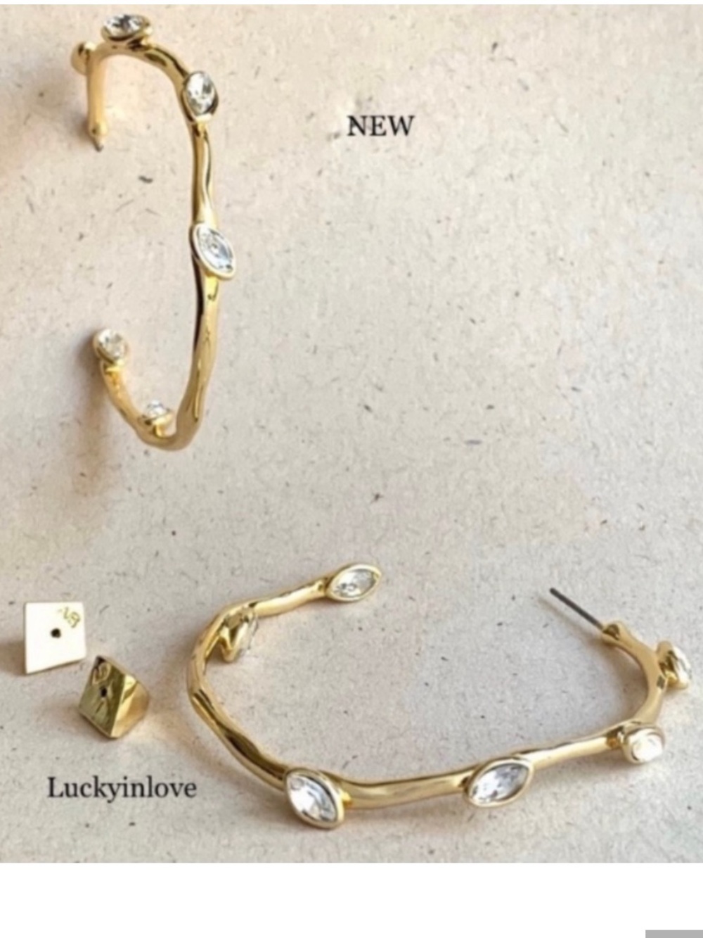 ALEXIS BITTAR • Navette Gold Sculpted Crystal Bud Leafy Hoop Earrings